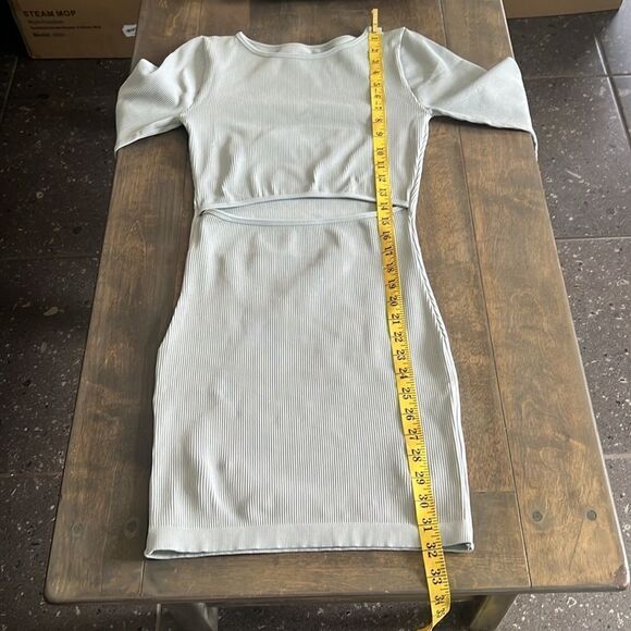 Cut Out Waist Bodycon Dress Long Sleeve Mini Hourglass Shape Wear Dress - Picture 9 of 9